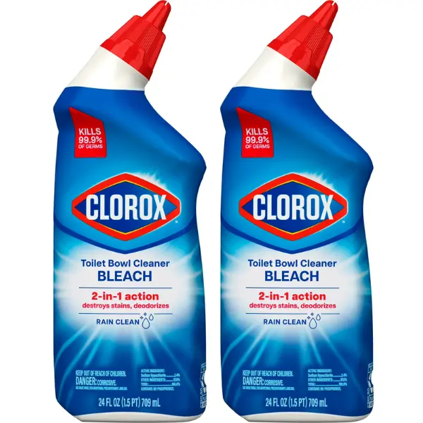 Clorox Toilet Bowl Bathroom Cleaner with Bleach, Rain Clean, 24 fl oz, 2 Pack