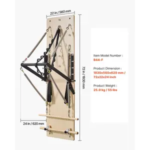 VEVOR Wall Mounted Pilates Reformer Machine, Maple Wood Pilates Springboard, Exercise Equipment with Resistance Springs, Yoga Fitness Trainer, Suitable for Flexibility Balance, Home Gym Studio Workout