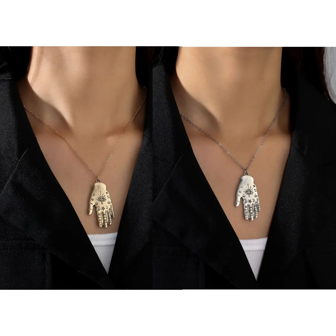 Hamsa Symbol Necklace (Gold or Silver)