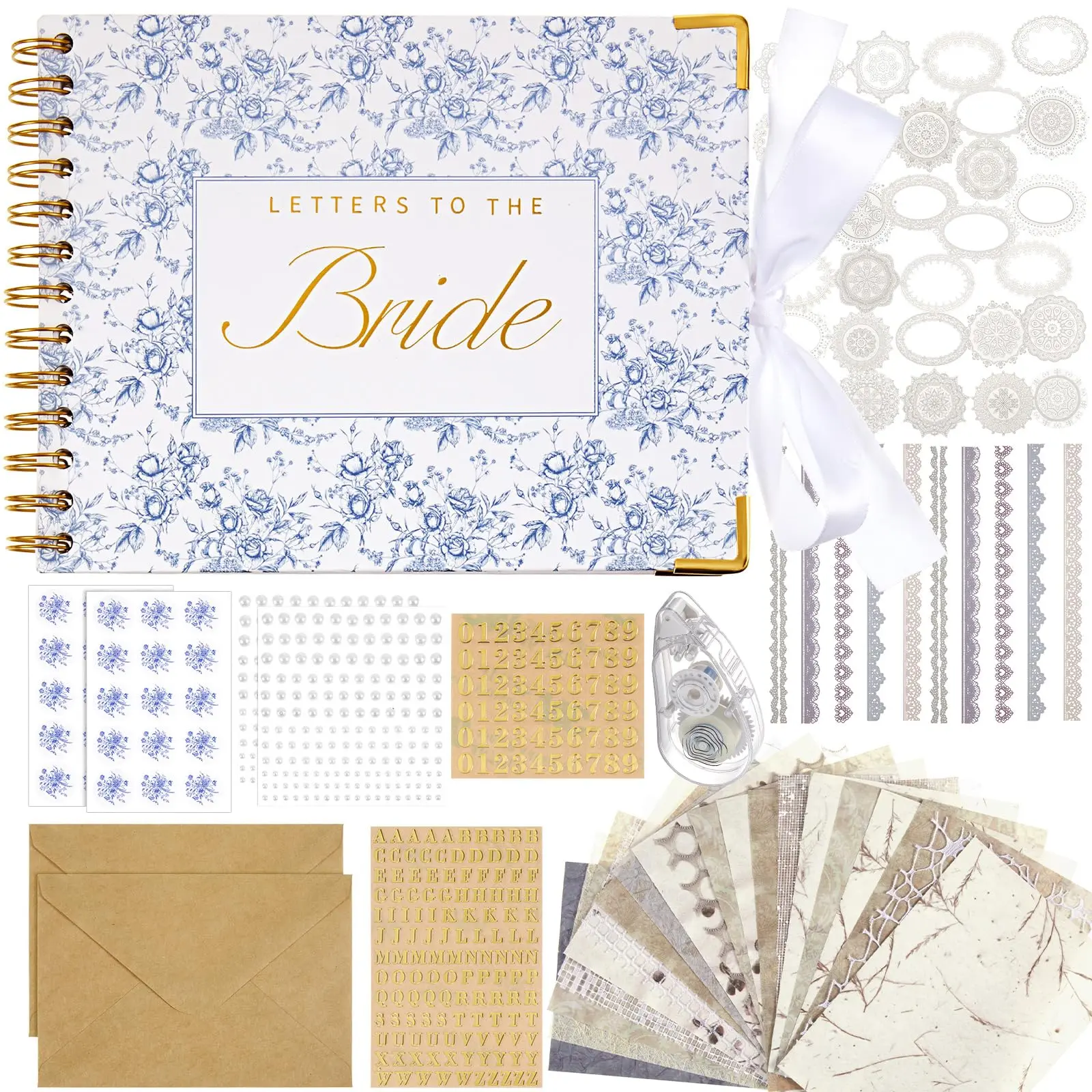 8.5 x 7 Inch, Floral,Blue (50 blank sheets)