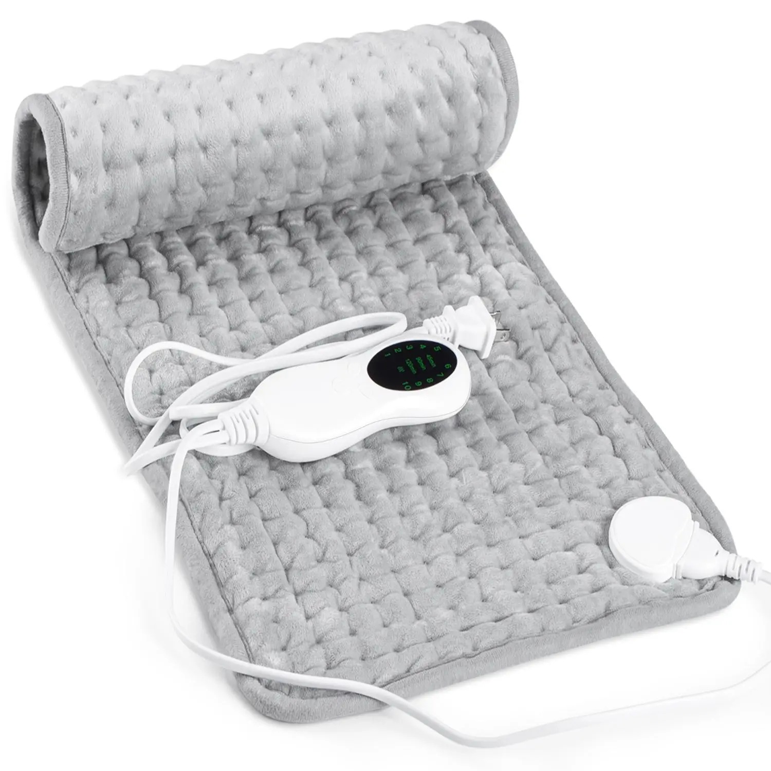 Extra Electric Heating Pad for Back Neck Shoulder Pain Relief Machine Washable with 10 Temp Settings & 3 Timer Options - Heater