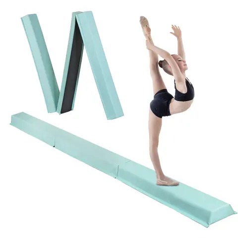 Zeny 9FT Foldable PVC Gymnastics Balance Beam for Kids - 4.3" Wide Surface, 2.3lbs Portable EPE Foam Gear, 2.6" Base Height, Anti-Slip Stable Base, Tri-Fold Packs Down Fast, Home Balance Skills Training