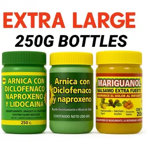 (3 models) Combo Pack Extra Large 250g Arnica pomada muscular + Mariguanol Balsamo extra fuerte cream 250g + Arnica y Lidocaina Massage Balm – 250g  | Soothing Full-Body Care pomada de árnica con diclofenaco y naproxeno Oil Cosmetic
