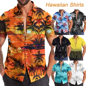 Hawaiian Shirts ,Mens Floral Shirts ,Summer Beach Short Sleeve Button Down Shirts, Holiday Party Printed Clothing