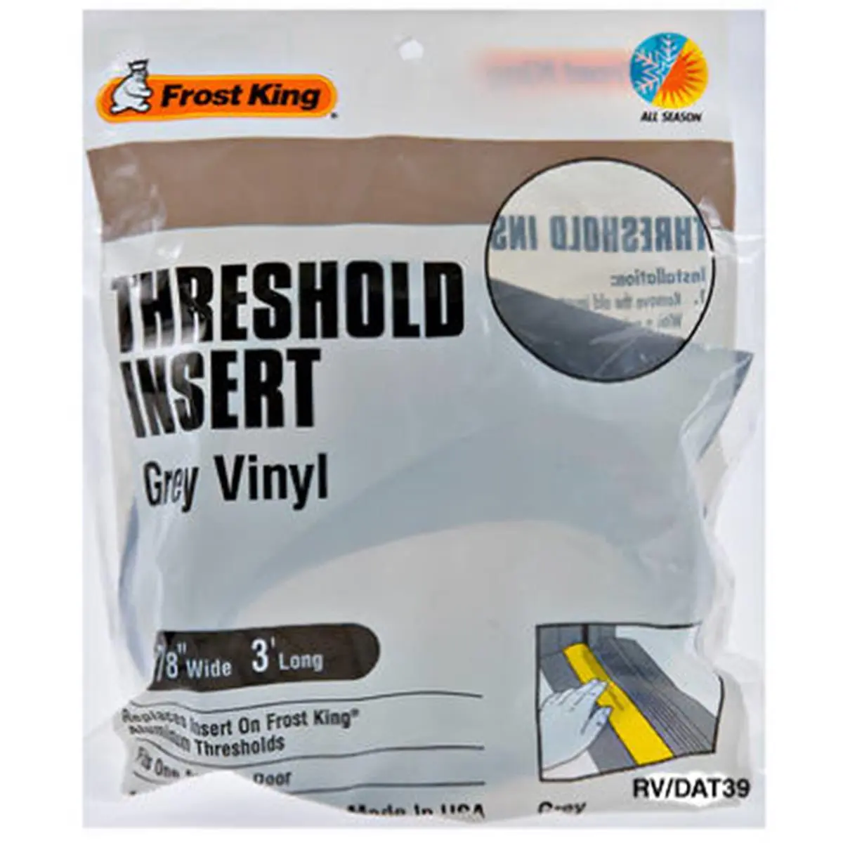 Frost King Vinyl Adjustable Threshold, 36 x 1.88 x 0.25 in Replacement Insert for RV/Sailboat Owners, Water Sports & Sailing Equipment Accessory