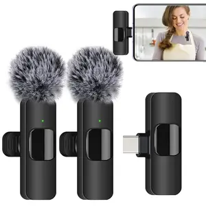 Wireless Lavalier Microphone for iPhone iPad Type-C USB Mic, Plug-Play 2.4g, Ultra-Low Delay, Noise Reduction, Ideal for Video Recording