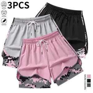 3-piece set: women’s lined yoga shorts, women’s summer running sports shorts, fitness training shorts, gym wear