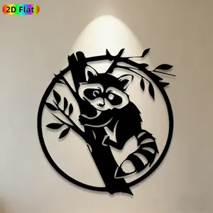 1pc Raccoon Metal Wall Art,Raccoon Statue Mural, Ideal Gift for New Year, Easter, Animal Decor Enthusiasts, Weather-Resistant Metal Wall Decor Wall Sculptures, Perfect for Garden Fence & Patio Wall, Outdoor Animal Decor Enthusiasts