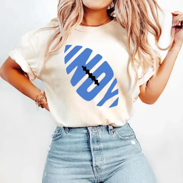 Retro Indianapolis Football T-Shirt, Unisex Blue White & Black Indy Game Day Crewneck