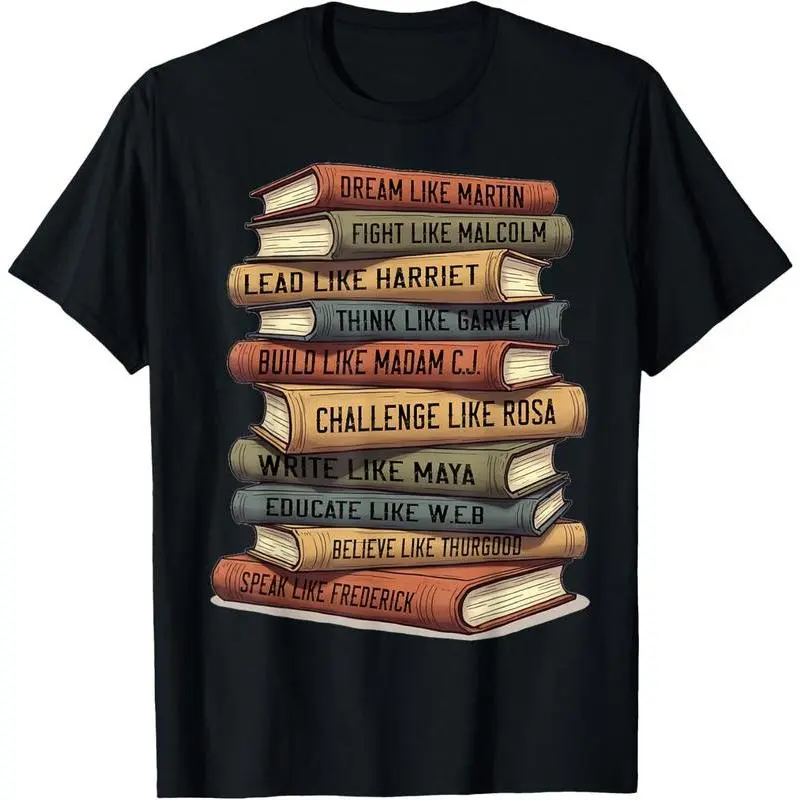 Women's Fitted Short-Sleeve Round Neck Black History Month Black Leaders Graphic Top, Lady's Tshirt Clothes