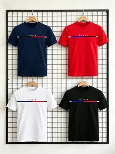 4-Pack Quick-Dry Sports T-Shirts, Summer New Round Neck Training Tops, Casual Workout Tops, Breathable Workout Shirts, Gym Essentials, Fitness Activewear, Ideal for Running, Basketball, Football, Cycling