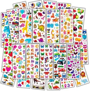 500+ 3D Puffy Stickers for Kids – Animal, Letter, Number, Dinosaur, Car & More Stickers for Craft Scrapbooking, Teacher Rewards