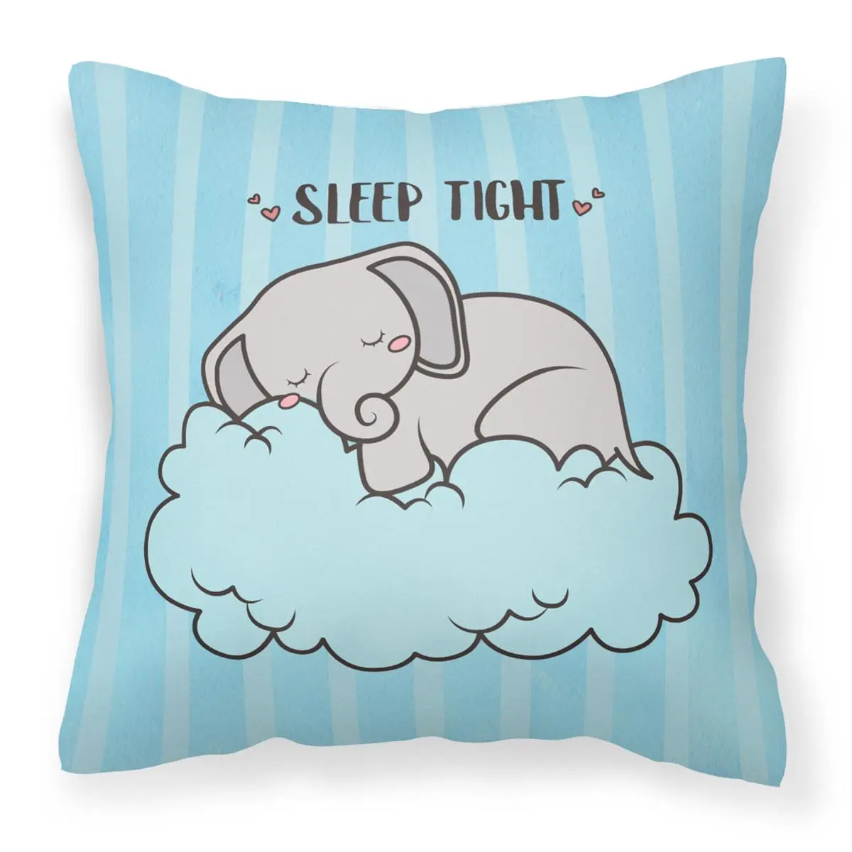 14x14 In Cute Elephant Decorative Pillow - Woven Fabric, Fade-Resistant, Stain-Resistant, Machine Washable, Overstuffed, Indoor/Outdoor Use, Nursery Accent Pillow