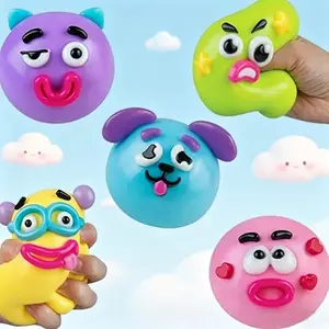 NEW Smushers Squishy Squeeze Play Relievers Ball Animal Toy for Adults & Kids, Cute Dog Face Swap Fidget Toy Stress Relief Soft Ball Decorations.
