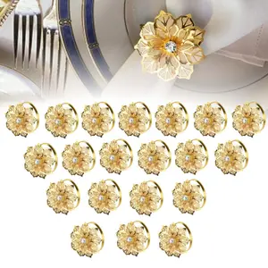 A Set of 20/18 Pcs Napkin Rings,Metal Hollow Out Flower Napkin Ring Holder for Wedding,Party,Holiday,Banquet,Christmas,Dinner,Table Decor,Valentine's Day Gifts,Hand Tools Kits