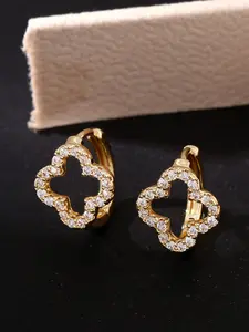 Elegant Copper Zircon Flower Ear Cuffs, Fashionable Lucky Petal Earrings for Women, Perfect Mother's Day Gift, Daily Party Wear