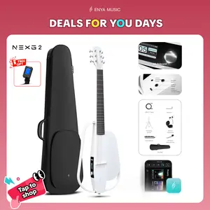 【Music, Evolved.】Enya NEXG 2/NEXG 2 Basic Acoustic-Electric Guitar Carbon Fiber Travel Smart Audio Guitar with 50W Wireless Speaker, Wireless Microphone, Hi-Fi Monitor Earphones, Footswitch, Charging Stand, and Gigbag