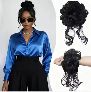 Messy Bun Hairpiece Tousled Updo Hair Buns Extension quick style plate Elastic Hair Band Hair Pieces Synthetic Fiber Curly Hair Bun for Women Daily Use Afro Puff Synthetic Chignon Ponytail Extension scrunchies