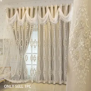 High-End Luxurious European Style Embroidered Design Water Wave Curtain Head Decorative Sheer Fabric Double Layer Thickened Light Blocking Bedroom Balcony Curtains Versatile Use