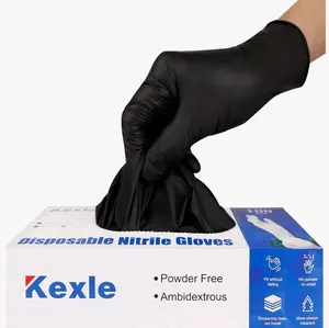 Kexle Pack of 100 Disposable Nitrile Gloves Latex Free Powder Free Ambidextrous for Kitchen or Industrial Use