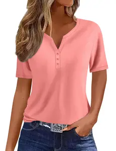Womens Summer Tops Casual Short Sleeve V Neck Shirts Business Dressy Work Blouses