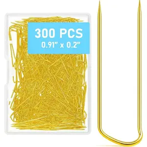 U Pins for Crafts,300 Pack 0.9" x 0.28" Blocking Pins, Stainless Steel Positioning Fork Pins for Sewing,Knitting,aligning,Applique,Needlepoint,Crocheting,DIY,  Making, Art Projects