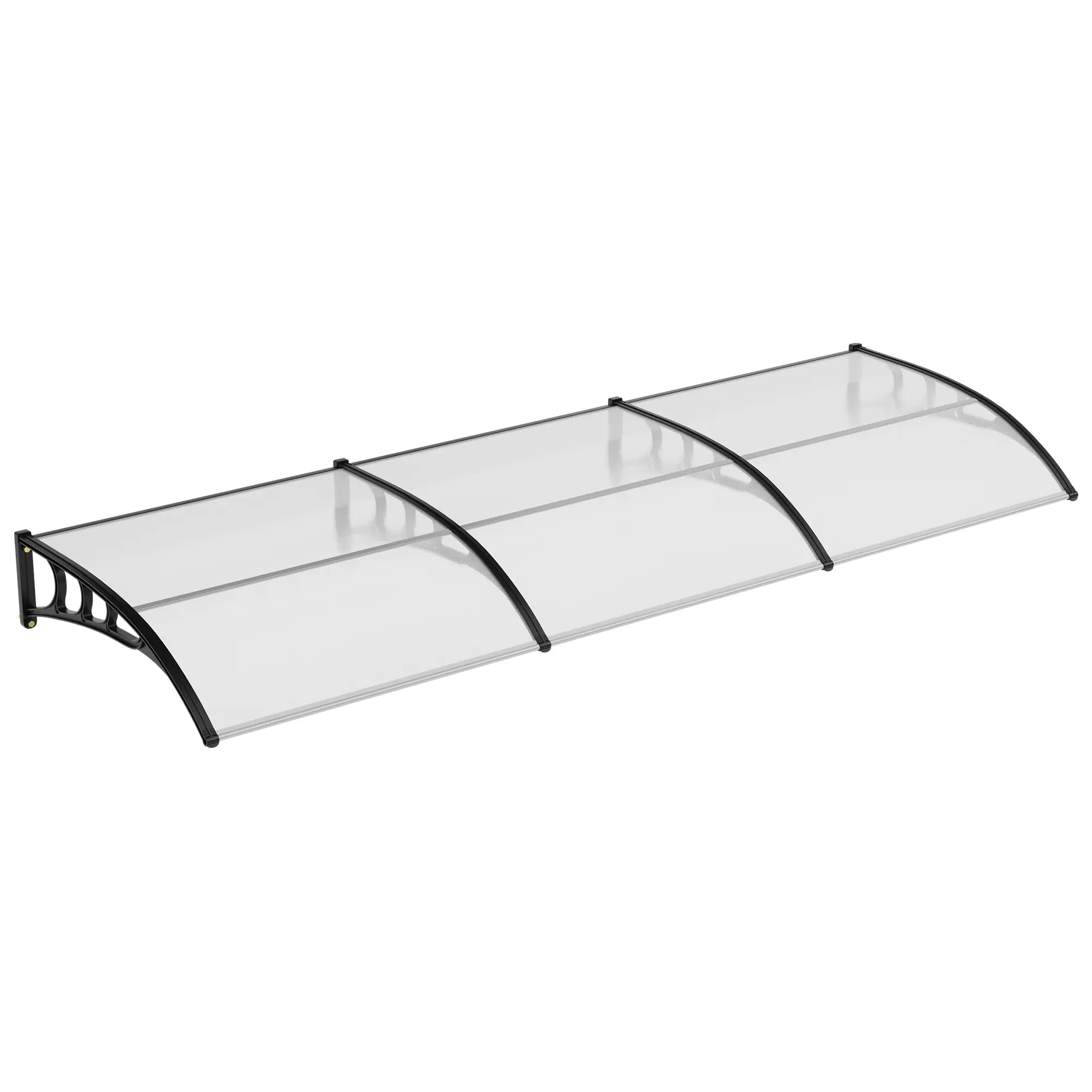 Heavy-Duty Outdoor Door Awning Canopy - Snow/Sun Protection, Polycarbonate Cover, Plastic Steel Shelter Brackets, 100x300cm, Weatherproof, Reinforced Brackets