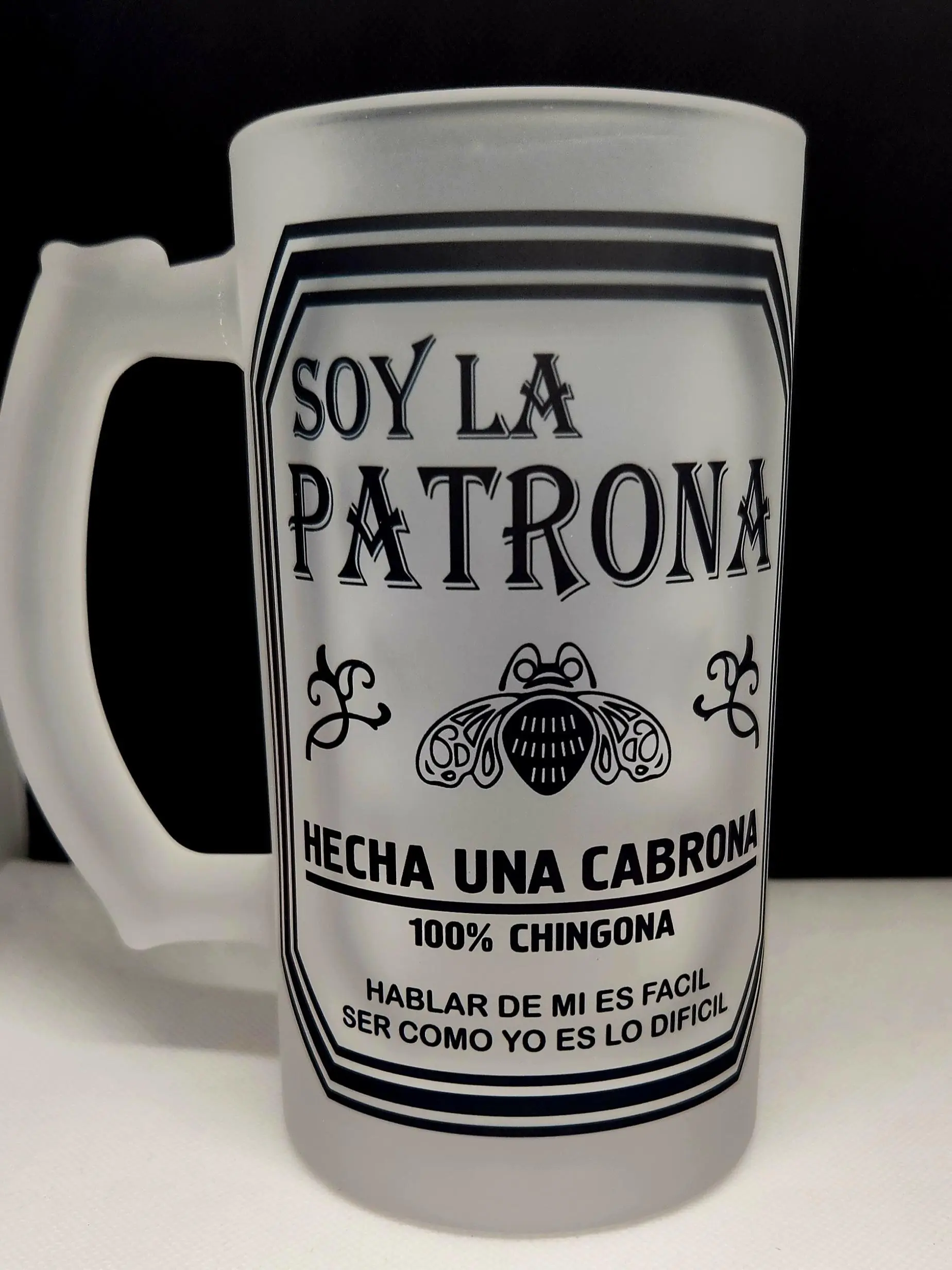 Soy la patrona frosted glass 16oz for those who love the micheladas with style