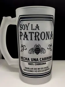 Soy la patrona frosted glass 16oz for those who love the micheladas with style