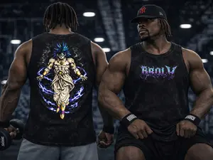 Broly Vintage Washed Oversized Tank Top, T-Shirt, Hoodie, Sweatshirt – Anime Berserker Saiyan Power Aura Graphic, Gym Anime Streetwear, Unisex Heavyweight Cotton Fitness Pump Cover