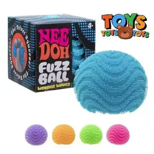 NeeDoh Fuzz Ball Wonder Waves Velvet Textured Squeeze Fidget Ball, Super Solid Slow Rise Stress Relief Tactile Sensory Toy, Spiky Soft Squishy Ball ASMR Toy for Kids & Adults