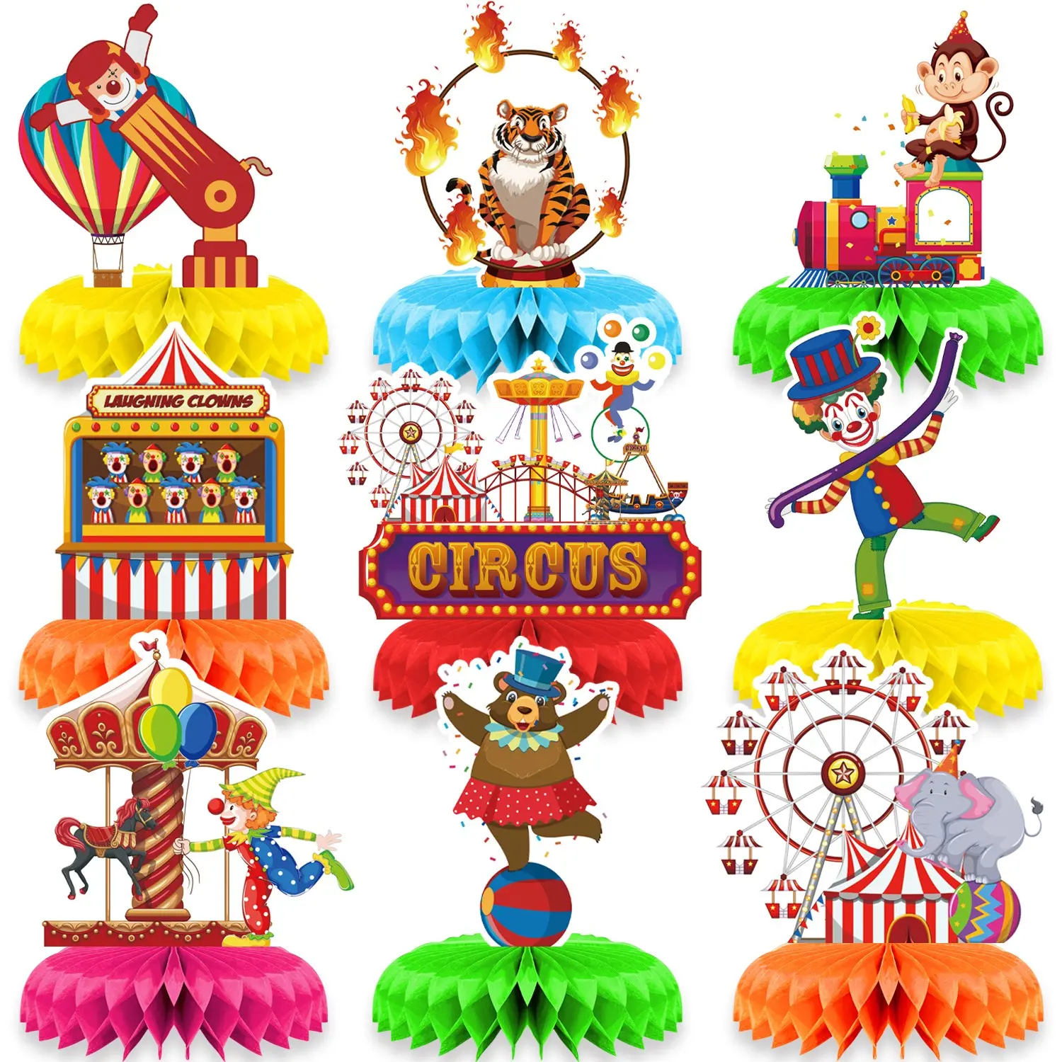 9-Piece Carnival Party Decoration Set, Party Decoration Supplies, Circus-Themed Centerpiece Decorations, Ideal for Carnivals & Parties, No Precious Metal Plating