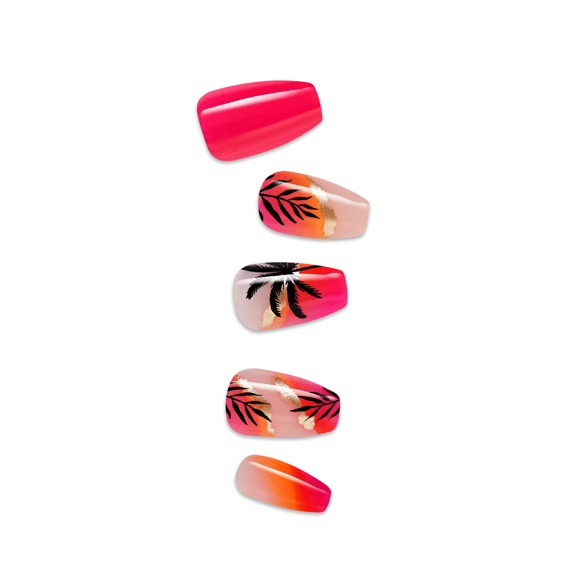 Impress Design No Glue Fake Press On Nails - Sol | Design, Multicolor, Medium, Coffin, Manicure