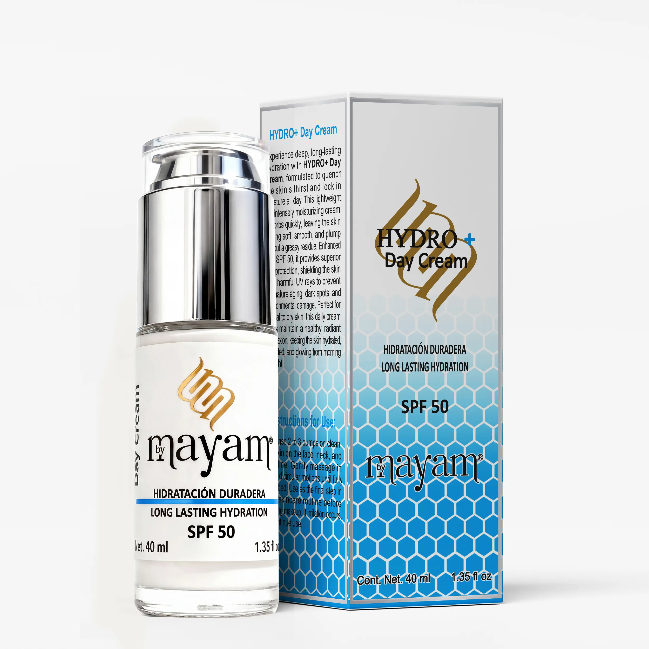 Mayam Beauty Hydro+ Day Cream -Long Lasting Hydration SPF50 sensitive skin collagen boost Hyaluronic acid Moisturizing eczema prone facial cream urea
