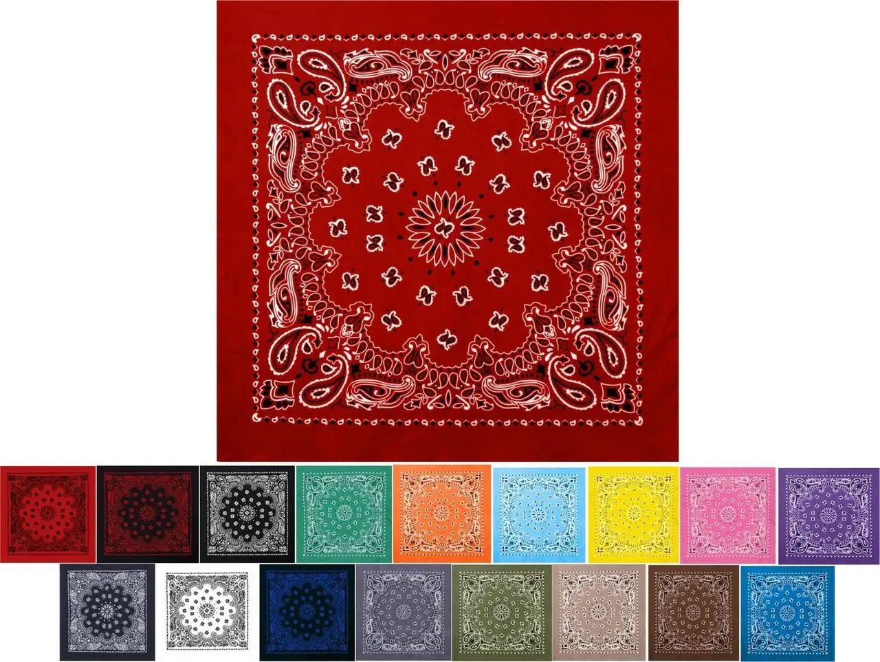Trainmen Paisley Handmade Printed Cotton Bandana - 22" Fabric Wrap for Sport Bikers, Face Mask, Face Neck Protection Head Scarf, Bandana Face Mask, Fabric Wrap Head Scarves
