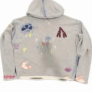 Art of Passion Distressed Statue Of Liberty Tracksuit with Unique Paint Splatter Design and Hooded Style