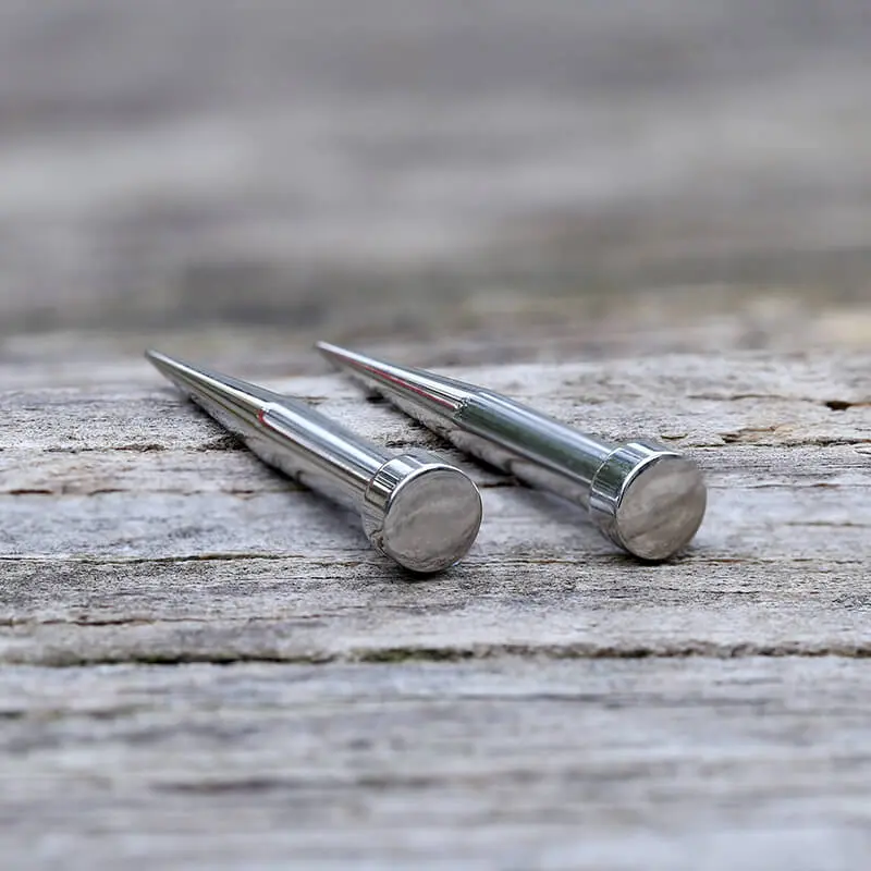 GTHIC Silver Color Ear Stretching Taper Piercing Earrings Minimalist Jewelry Unisex for Men Women Daily Wear