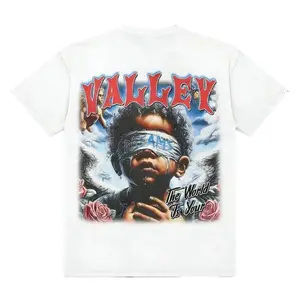 Valley The World Is Your Men's Retro 180g Cotton T-Shirt, Printing Grunge Style, Street Clothes, Large T-Shirt, Jesus Shirt, Graphic Y2K Shirt, It Is the Perfect Gift for Family Members and Friends.