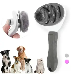 Pet Grooming Brush Self Cleaning Slicker Brush For Dogs Cats Hair Remover Comb Pet Massage Brush Bath Brush Silicone Grooming Tool For Small Medium Large Pets