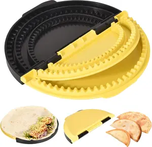 [Mother's Day Gift]3-in-1 Tortilla Sealer Crimper Press – Adjustable 6"-8"-10" Tortilla & Taco/Burrito Maker Tool | Easy to Clean, BPA-Free, Durable & Fun for Family Cooking- Kitchen, Utensils (Yellow & Black)