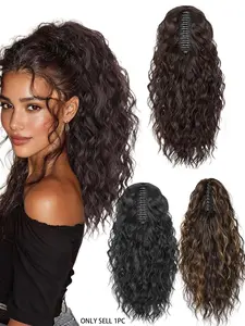 Women's Long Curly Ponytail Hair Extension Clip-In, Natural Look & Fluffy Design, Daily Wear Wig Accessory for All Seasons