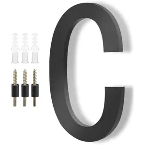 Modern House Letters for Outside - DEWEL Floating Large 8 Inch Black Address Letters for House, Door, Farmhouse, Street - Both Floating & Flush Styles - Outdoor Letter C