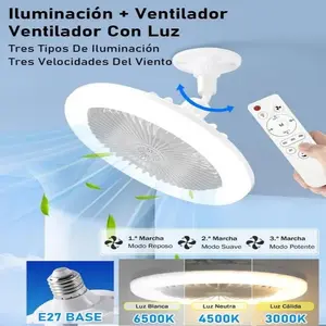 30w LED Ceiling Fan with Remote Control, Ceiling Mount, 360° Direction, 5 Blades, 3 Color Temperatures, 3 Speeds, Timer, No Battery Needed, Bedroom, Living Room