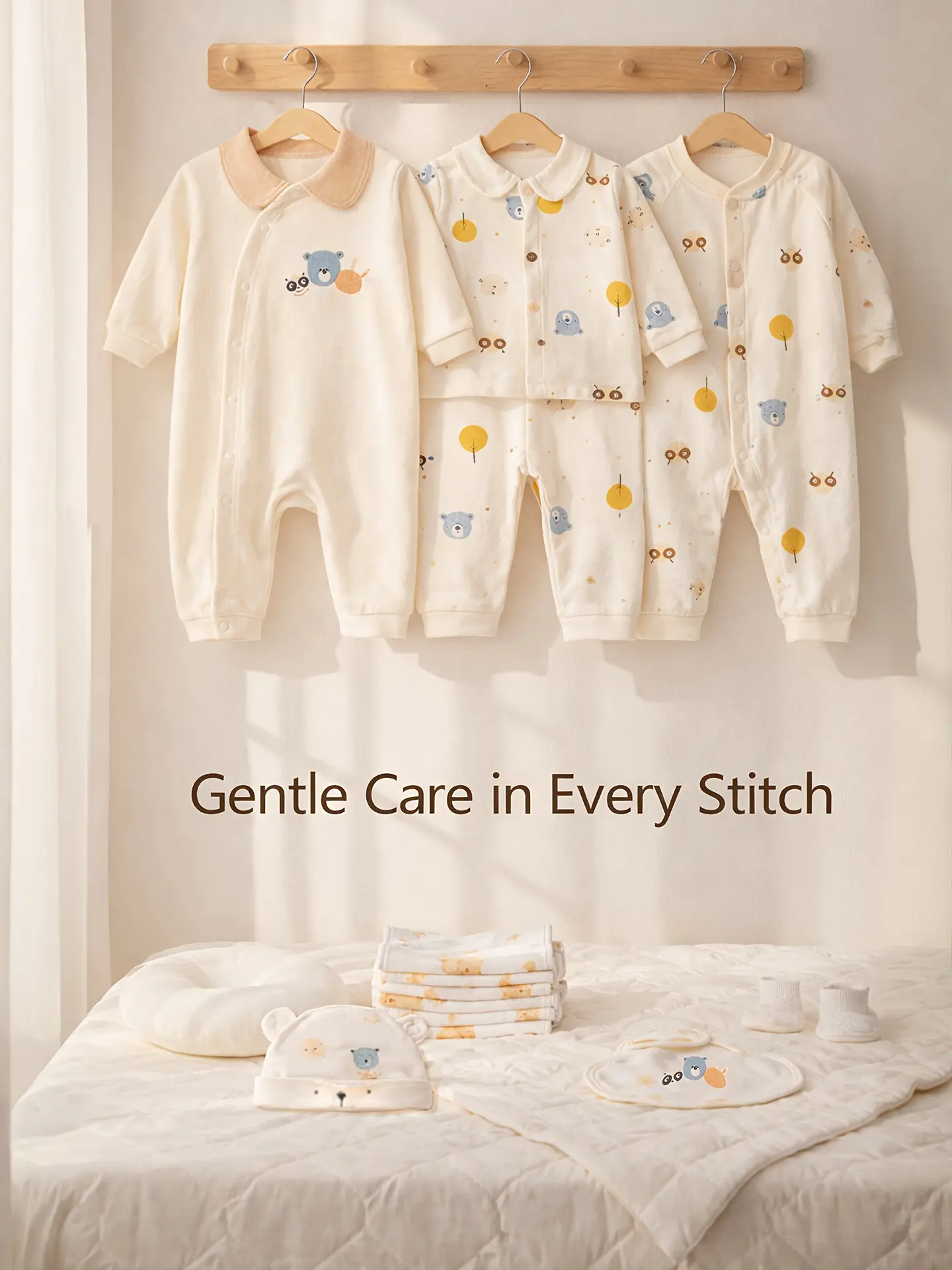 Unisex 21-Piece 100% Cotton Newborn Essential Set, Long Sleeve Baby Clothing Gift Set with Animal-Themed Rompers, Bibs, Mittens, Hat, Booties & Washcloths, 0-6 Months Hospital Coming Home Outfit for Baby Shower