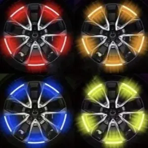High-Visibility Reflective Wheel Stickers in Red Yellow Blue and Orange for Enhanced Safety and Style in Multiple Vibrant Colors Perfect for Low-Light Conditions