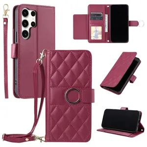 For Samsung Galaxy Note 20 Ultra 10 Plus 9 8 Wallet Case, PU Leather Flip Folio Case with Card Holders Kickstand [Shockproof TPU Inner Shell] With Long Lanyard for Girl Women Lady