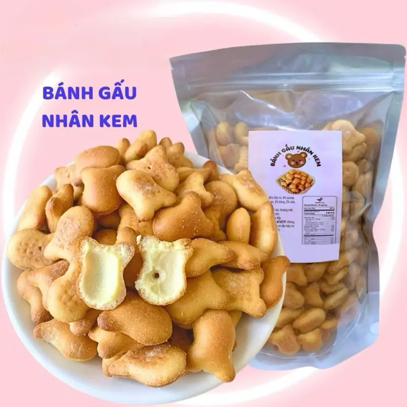 Bear cream cookies 600g/bag - Bánh gấu nhân kem sữa 600g/bịch Bear cream cookies 600g/bag - Bánh gấu nhân kem sữa 600g/bịch