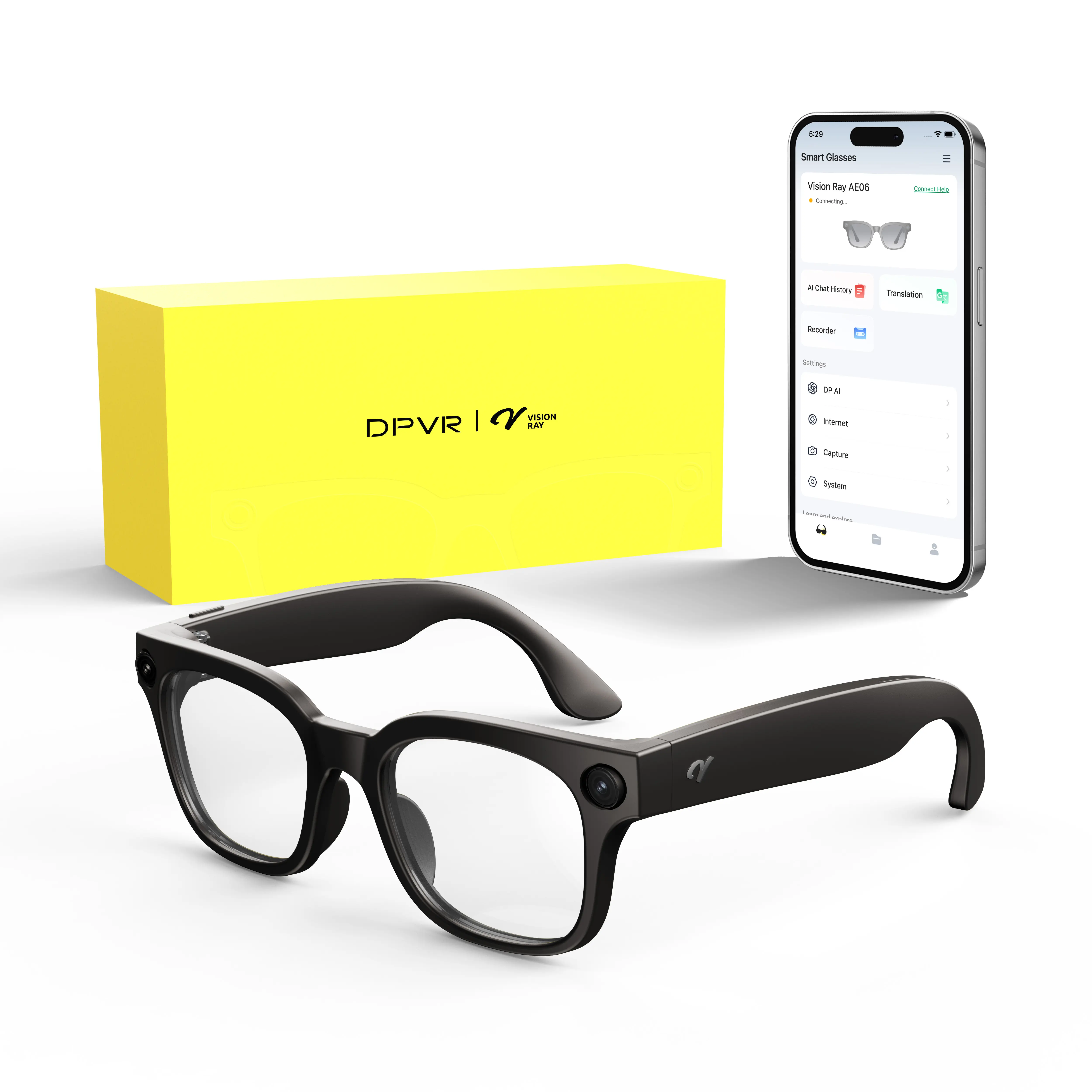 Nova Smart Glasses with AI Assistant, 12MP Camera, Photochromic Lenses, Open-Ear Audio, Bluetooth, Hands-Free Photos & Videos, IP54 Waterproof Outdoor Glasses
