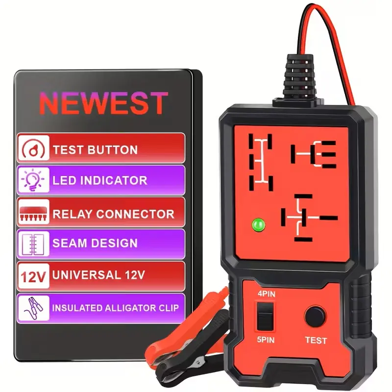 12V Universal Car Automotive Relay Tester, Portable Battery Diagnostic Checker Tool with LED Indicator & Relay Connector, Tools and Gadgets for Vehicle Electrical Testing