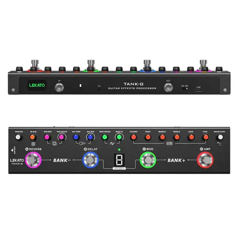 【Guitarist Upgrades】 LEKATO Tank-G Multi Effects Electric Guitar Pedal, Tank-B Bass Multi Effects Pedal,with 36 Presets, Editable 4 Modules, Amp, Chorus, Delay, Reverb, IR CAB, Tuner, BT Connection, Music Recording,Bass Guitar Effects Pedal Artist Gift